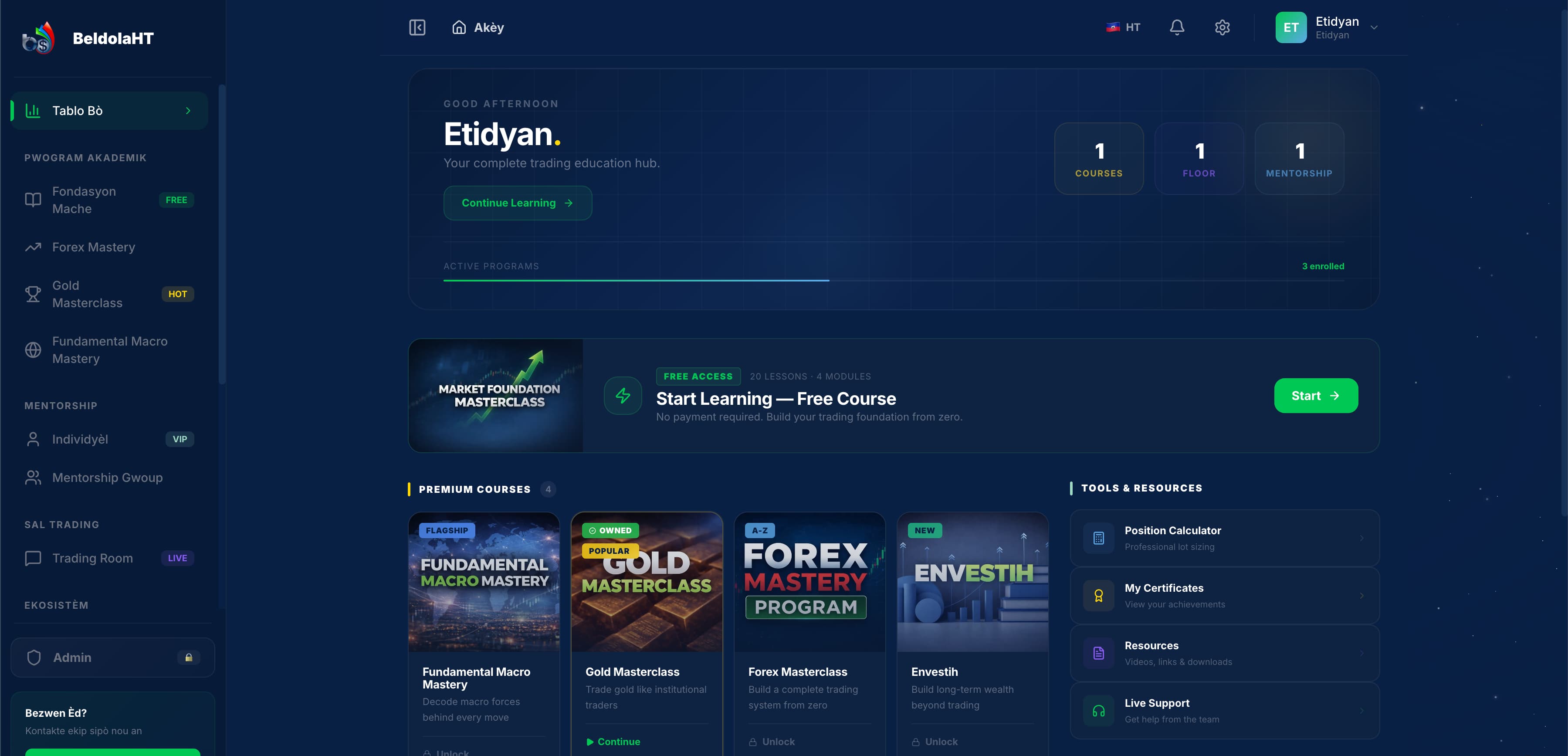 Beldolaht Trading Academy Dashboard